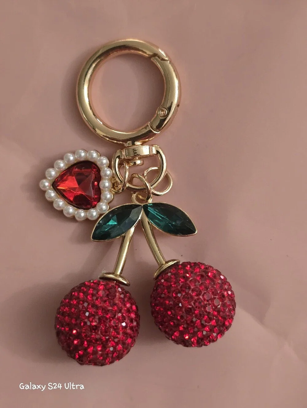 Cherry Heart Bag Charm/ Keychain NEW